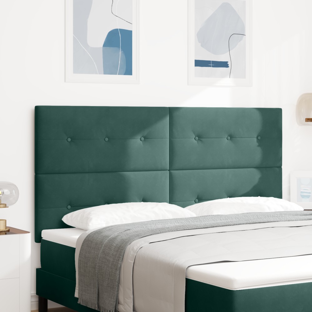 vidaXL Tăblie cap cu lumini cu bandă LED Ajustabil Verde 90 cm Catifea