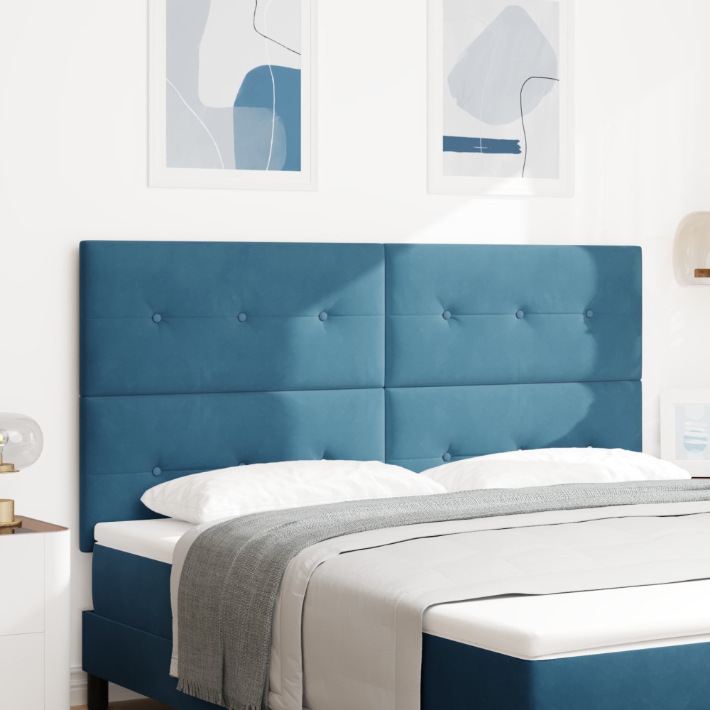 vidaXL Headboard cu LED Albastru Întunecat 90 cm Catifea