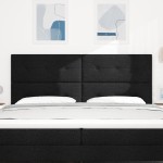 vidaXL Tăblie cu LED cu lumini cu bandă LED Negru 200 cm țesătură vidaXL Tăblie cu LED cu lumini cu bandă LED Negru 200 cm țesătură