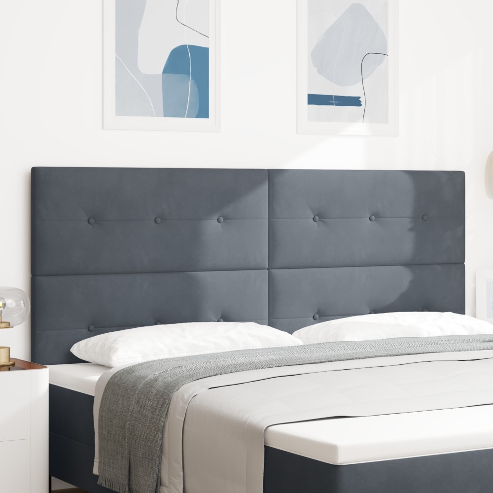 vidaXL Tăblie cap cu lumini cu bandă LED Ajustabil Gri 100 cm Catifea