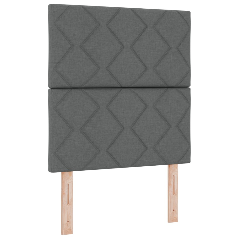 Tablă de Pat LED vidaXL Design Blocuri Diamant Gri Închis 80 cm Țesătură