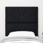 Tăblie LED vidaXL Design cu Blocuri de Diamant Neagră 80 cm Țesătură
