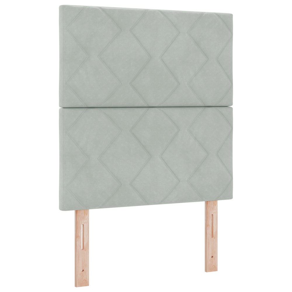 vidaXL Cap de pat cu LED, design diamant, blocuri gri deschis, 80 cm, din catifea.