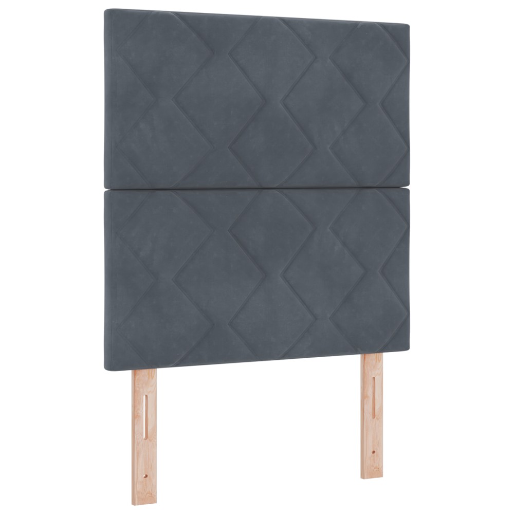vidaXL Pătuț LED cu Design în Formă de Diamante, Gri Întunecat, 80 cm, Catifea