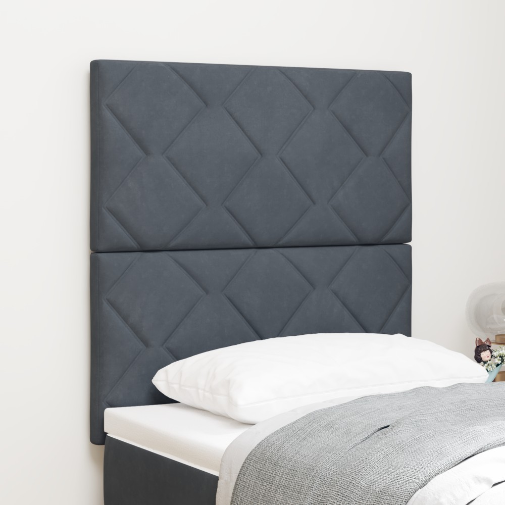 vidaXL Pătuț LED cu Design în Formă de Diamante, Gri Întunecat, 80 cm, Catifea