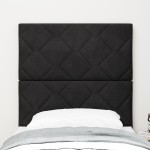vidaXL Tăblie LED cu lumini cu bandă LED Geometric Negru 80 cm Catifea vidaXL Tăblie LED cu lumini cu bandă LED Geometric Negru 80 cm Catifea