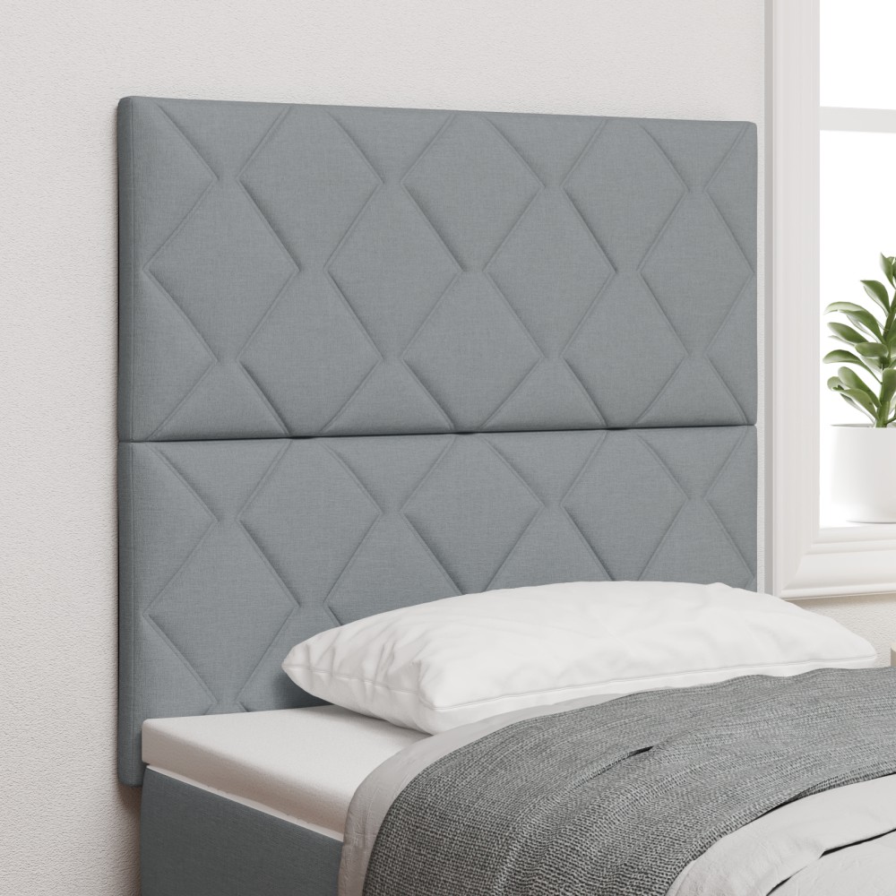 Cap de Pat LED vidaXL Design cu Blocuri de Diamante Gri Deschis 90 cm Țesătură