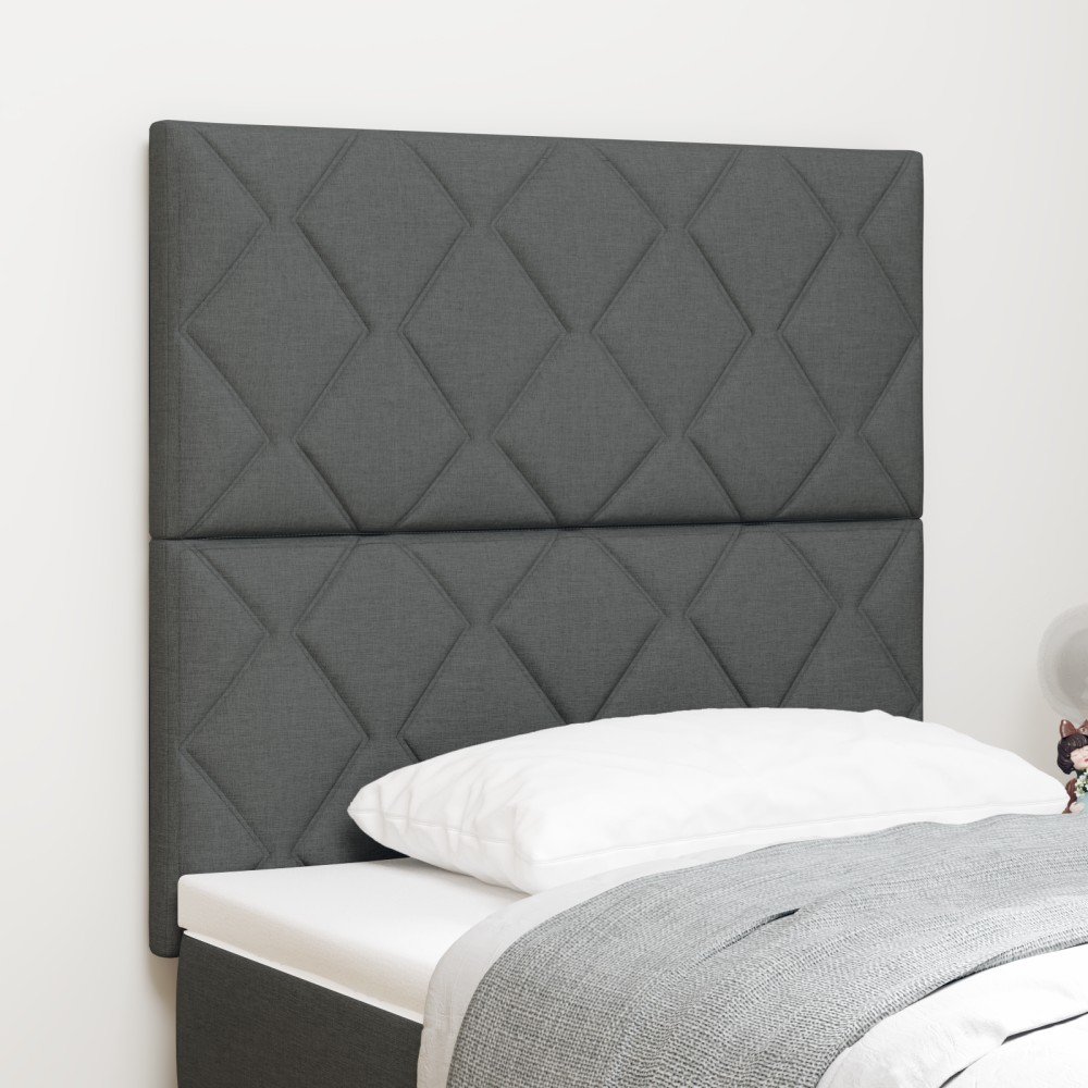 Căpătâi LED vidaXL Design cu blocuri de diamant Gri închis 90 cm țesătură