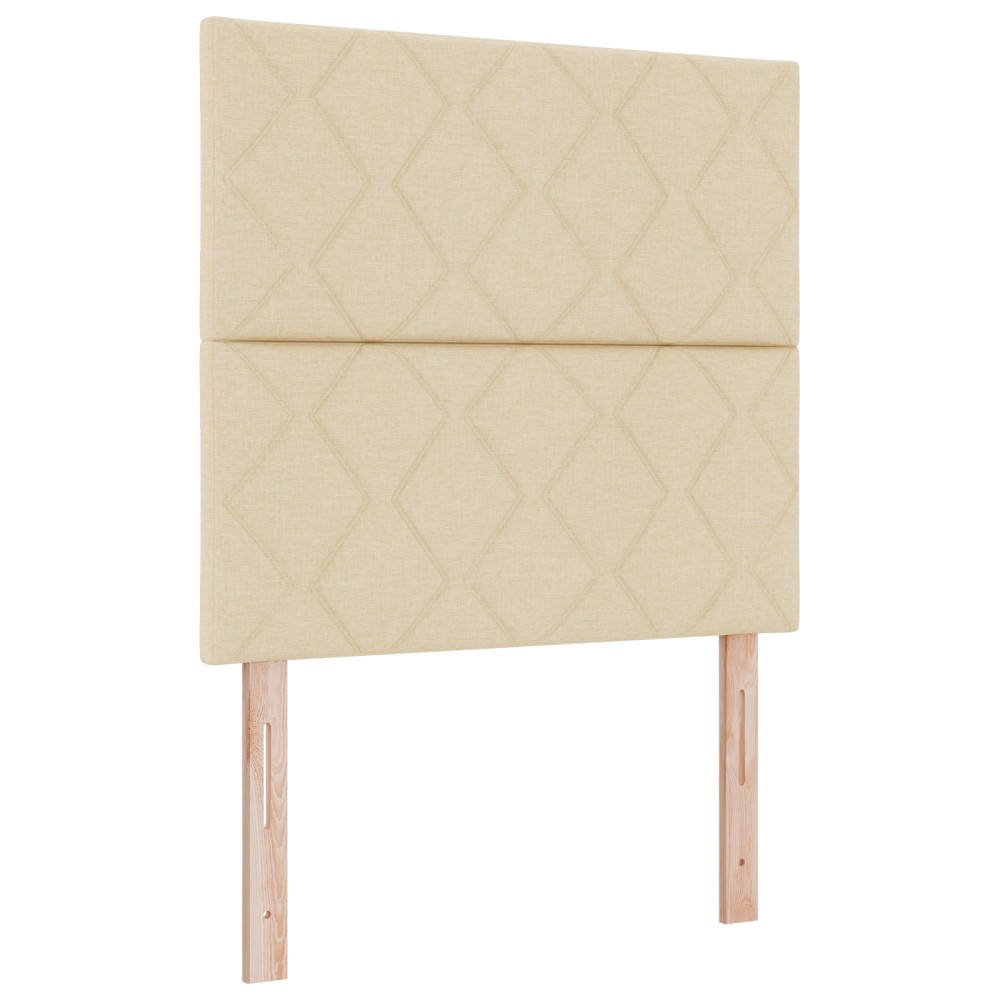 Cap de pat LED vidaXL design blocuri diamant crem 90 cm țesătură