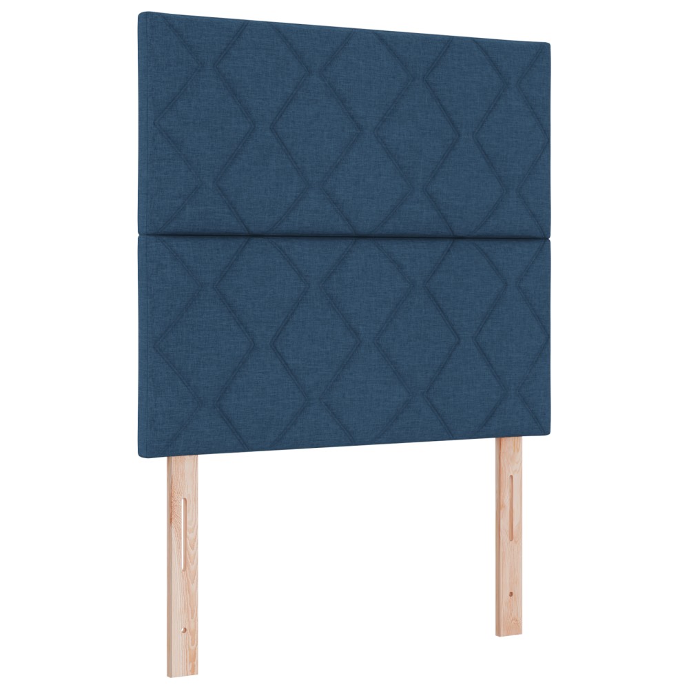 Cadru de Pat LED vidaXL Design Blocuri de Diamant Albastru 90 cm Țesătură