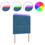 vidaXL Tăblie LED cu headboard Albastru închis 90 cm Piele artificială