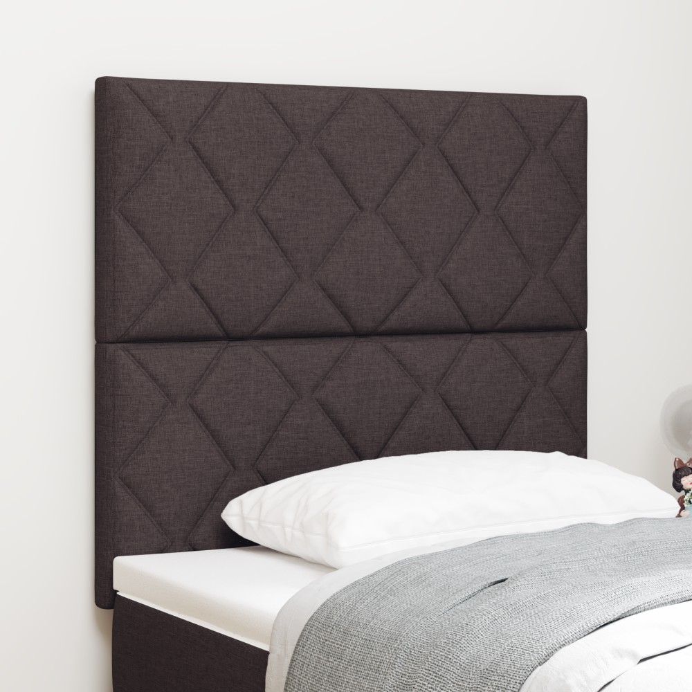 Cap de pat LED vidaXL cu design de blocuri diamantate în maro închis, 100 cm țesătură