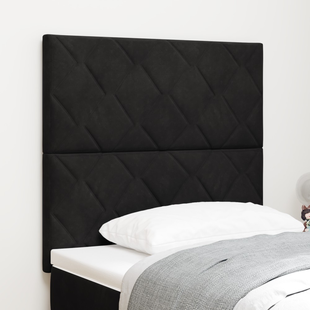 vidaXL Tăblie LED cu lumini cu bandă LED Manual Negru 100 cm Catifea