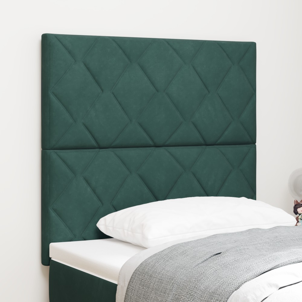 vidaXL Cap de pat LED cu blocuri de diamant, verde închis, 100 cm, din catifea