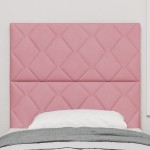vidaXL Tăblie LED cu lumini cu bandă LED Geometric Roz 100 cm Catifea vidaXL Tăblie LED cu lumini cu bandă LED Geometric Roz 100 cm Catifea