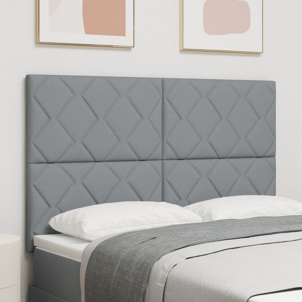 Tablou LED vidaXL Design Blocuri Diamantate Gri deschis 144 cm Țesătură