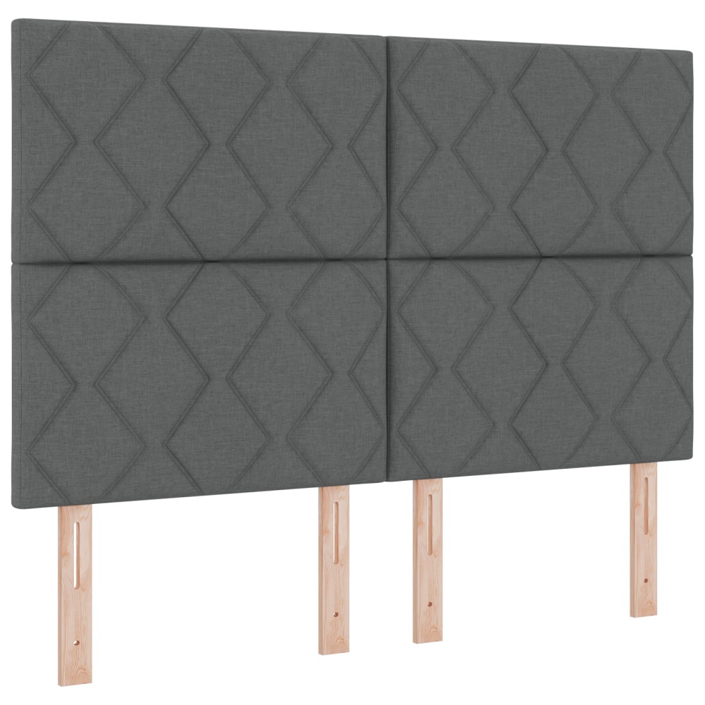 Cap de pat LED vidaXL cu design blocuri de diamante gri închis 144 cm țesătură