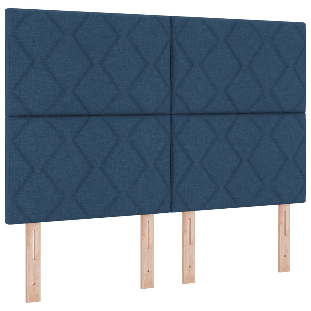Cap de Pat LED vidaXL Design Blocuri de Diamante Albastru 144 cm Țesătură