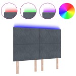 vidaXL Tăblie LED cu lumini cu bandă LED Gri închis 144 cm Catifea