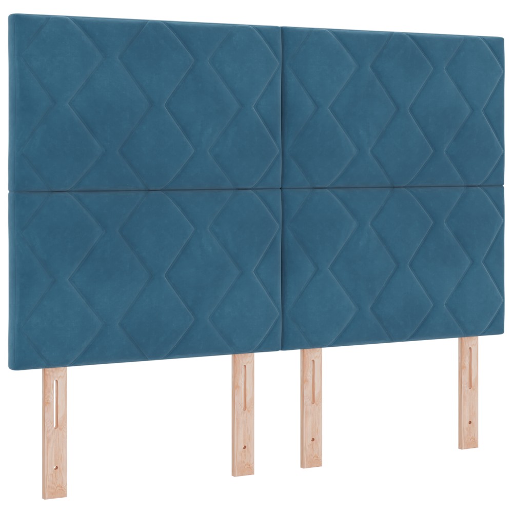 vidaXL Cap de pat LED cu design în formă de diamante, albastru închis, de 144 cm