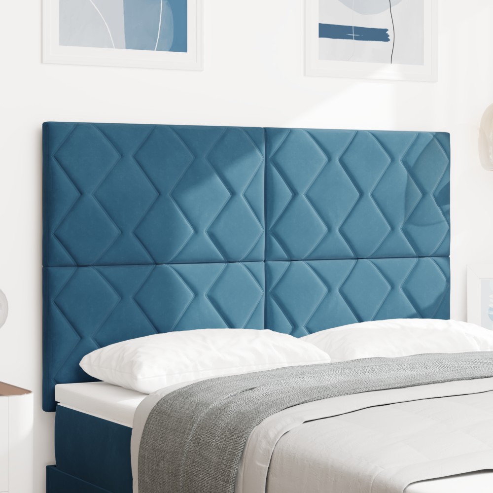 vidaXL Cap de pat LED cu design în formă de diamante, albastru închis, de 144 cm