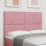 vidaXL Tăblie LED cu lumini cu bandă LED Geometric Roz 144 cm Catifea vidaXL Tăblie LED cu lumini cu bandă LED Geometric Roz 144 cm Catifea