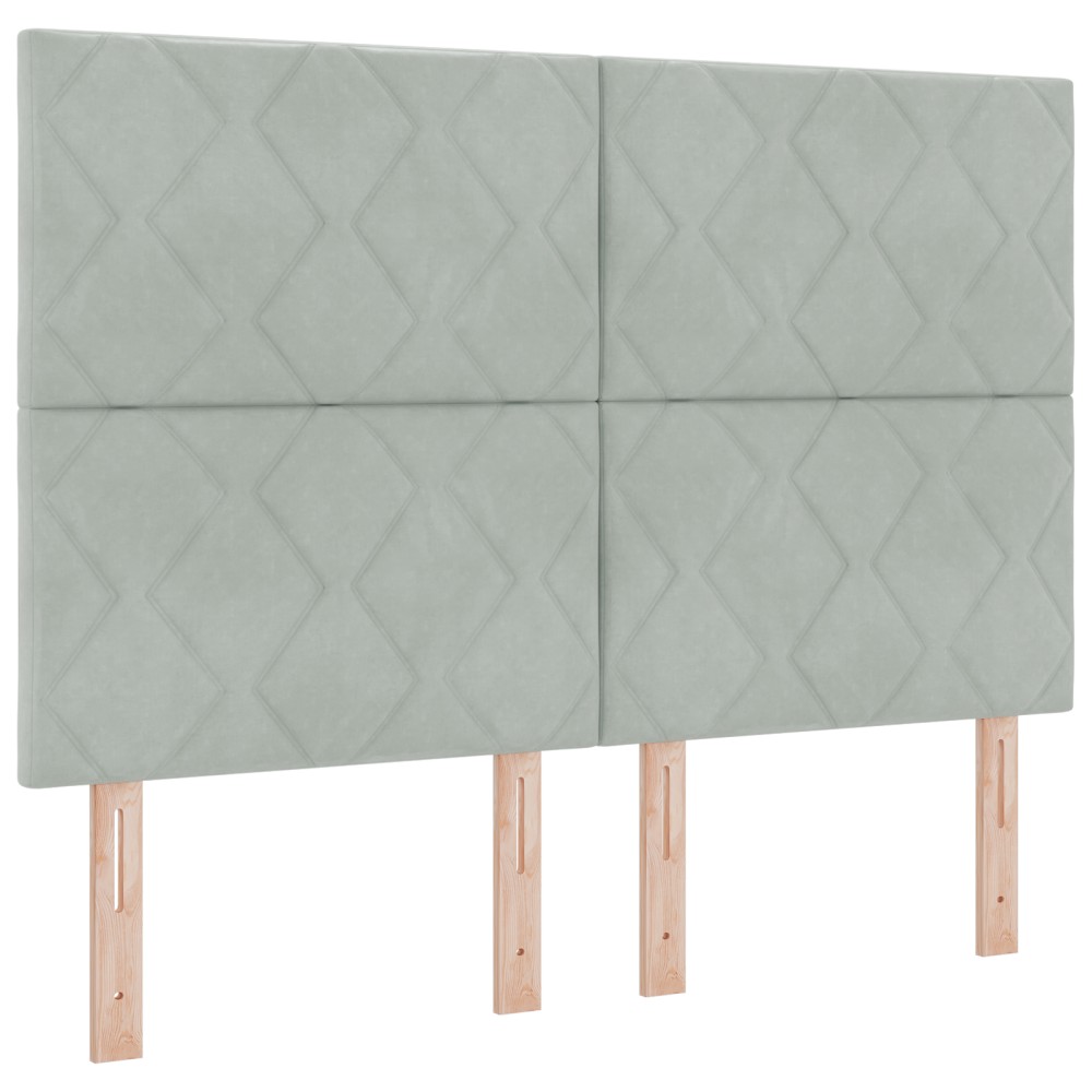 vidaXL Cap de pat LED, design blocuri diamant, gri deschis, 160 cm, din catifea