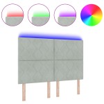 vidaXL Cap de pat LED, design blocuri diamant, gri deschis, 160 cm, din catifea