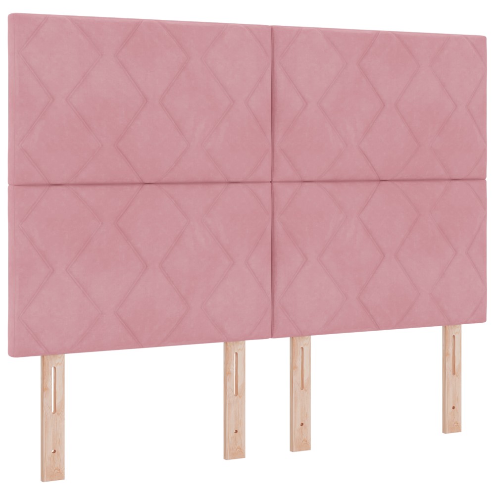 vidaXL Tăblie LED cu lumini cu bandă LED Geometric Roz 160 cm Catifea