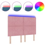 vidaXL Tăblie LED cu lumini cu bandă LED Geometric Roz 160 cm Catifea vidaXL Tăblie LED cu lumini cu bandă LED Geometric Roz 160 cm Catifea