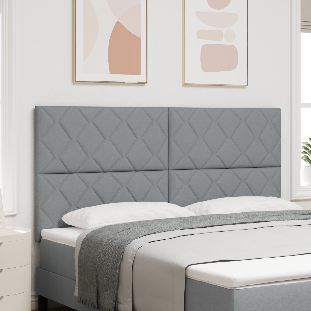 Tăblie LED vidaXL Design cu blocuri de diamant Gri deschis 180 cm Țesătură