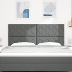 vidaXL Tăblie cap cu lumini cu bandă LED Ajustabil Gri 180 cm țesătură vidaXL Tăblie cap cu lumini cu bandă LED Ajustabil Gri 180 cm țesătură