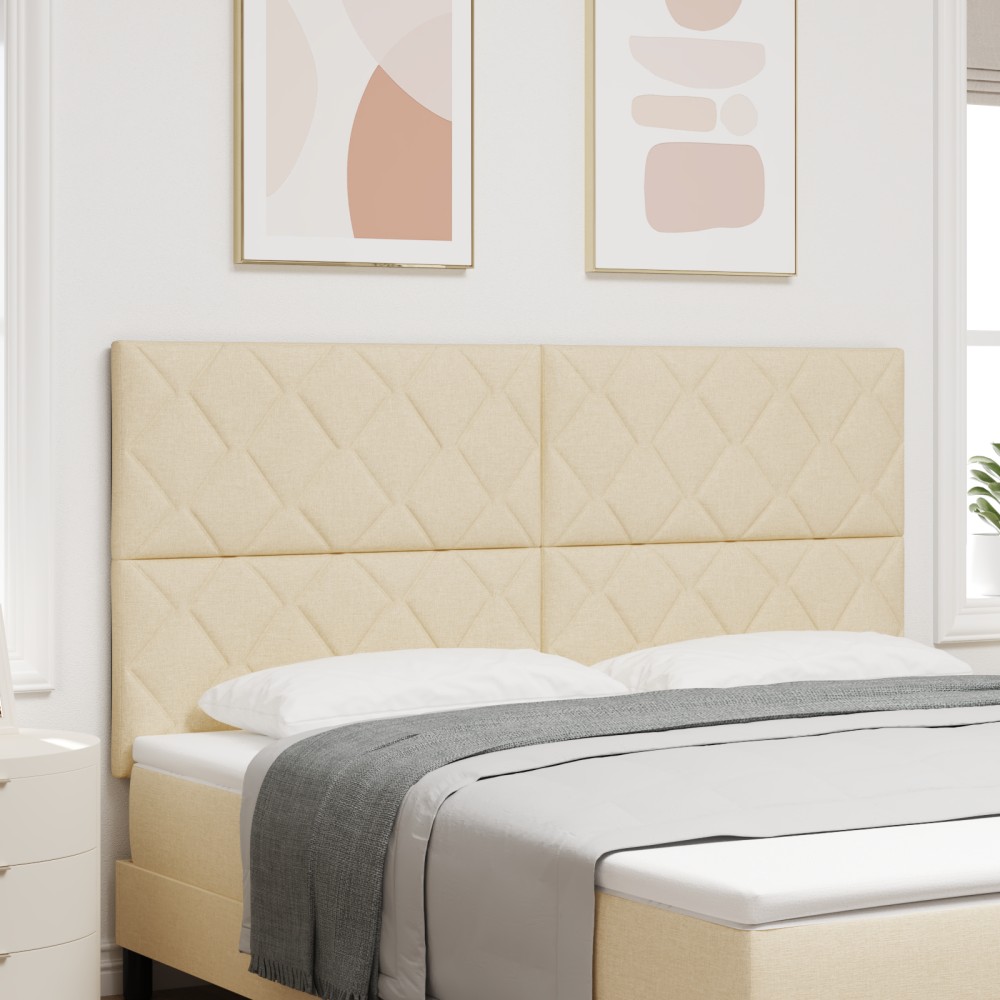 vidaXL Tăblie cap cu lumini cu bandă LED Crem 180 cm țesătură
