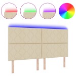 vidaXL Tăblie cap cu lumini cu bandă LED Crem 180 cm țesătură vidaXL Tăblie cap cu lumini cu bandă LED Crem 180 cm țesătură