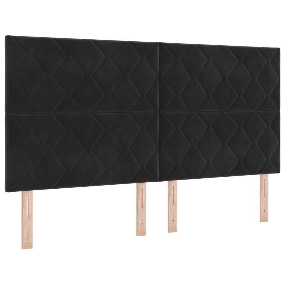 vidaXL Cap de pat LED Design cu blocuri de diamant Negru 180 cm Catifea