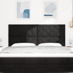 vidaXL Cap de pat LED Design cu blocuri de diamant Negru 180 cm Catifea vidaXL Cap de pat LED Design cu blocuri de diamant Negru 180 cm Catifea