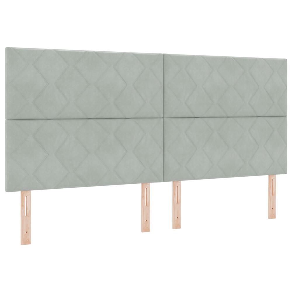 vidaXL Cap de pat LED, design blocuri diamant, gri deschis, 200 cm.