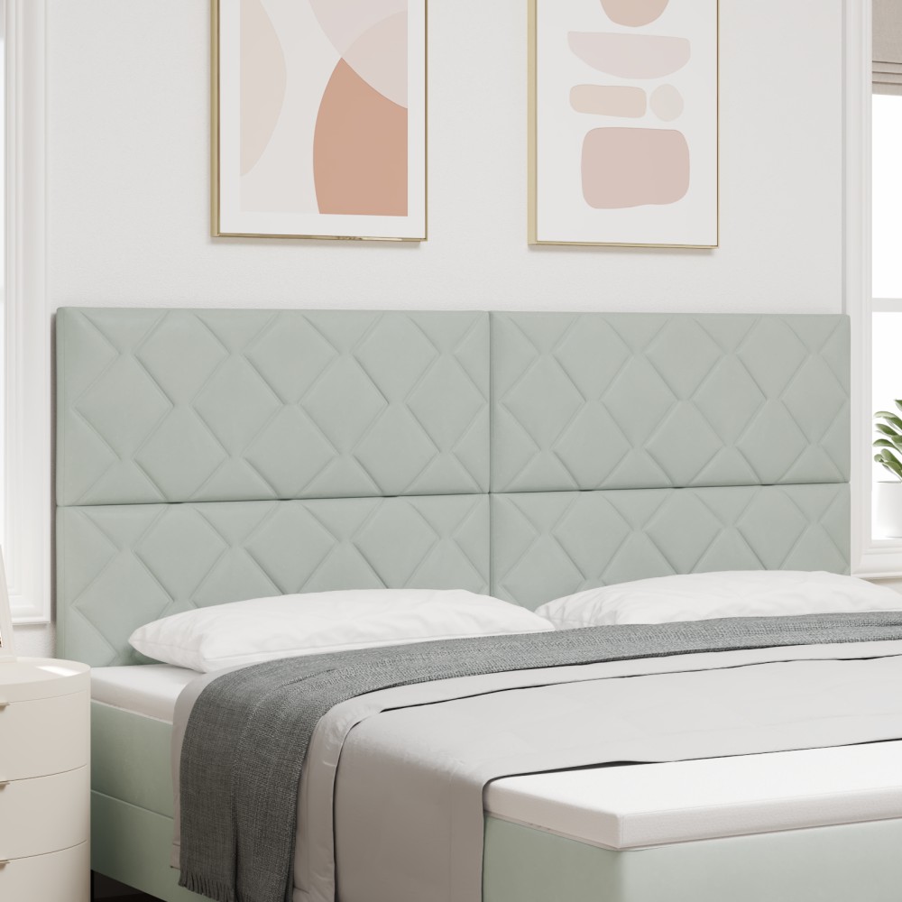 vidaXL Cap de pat LED, design blocuri diamant, gri deschis, 200 cm.