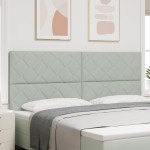 vidaXL Cap de pat LED, design blocuri diamant, gri deschis, 200 cm.