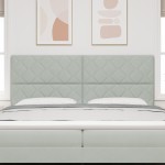 vidaXL Cap de pat LED, design blocuri diamant, gri deschis, 200 cm.