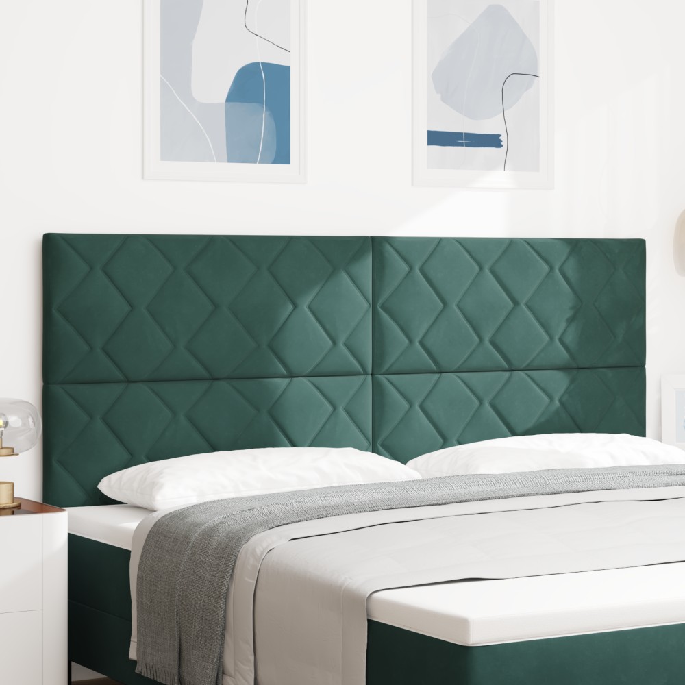 vidaXL Tăblie LED cu headboard Verde închis 200 cm Piele artificială
