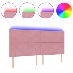 vidaXL Tăblie LED cu lumini cu bandă LED Geometric Roz 200 cm Catifea