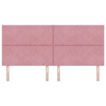 vidaXL Tăblie LED cu lumini cu bandă LED Geometric Roz 200 cm Catifea