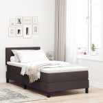 vidaXL Pat boxspring cu saltea Maro închis 80 x 200 cm țesătură