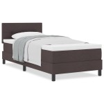 vidaXL Pat boxspring cu saltea Maro închis 80 x 200 cm țesătură