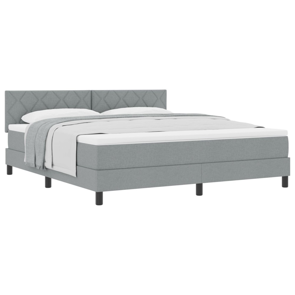 vidaXL Rama de pat cu saltea Gri deschis 180x200 cm din țesătură