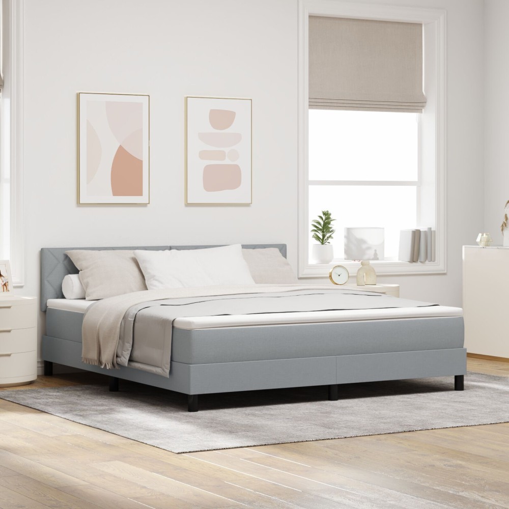 vidaXL Rama de pat cu saltea Gri deschis 180x200 cm din țesătură