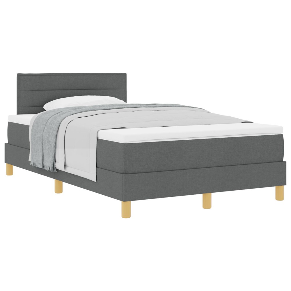 vidaXL Pat cu suport de saltea gri închis 120x190 cm țesătură