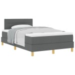 vidaXL Pat boxspring cu saltea Gri închis 120 x 190 cm țesătură