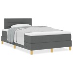 vidaXL Pat boxspring cu saltea Gri închis 120 x 190 cm țesătură